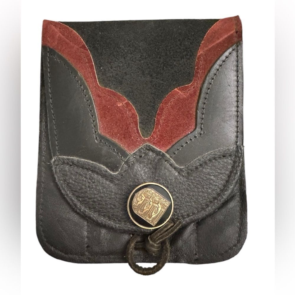 Mid-Century Genuine Leather Side Belt Pouch Hip Bag Retro Rustic Pocket Satchel